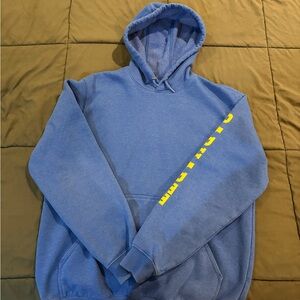 Carhartt Blue Hoodie with Yellow Sleeve Print